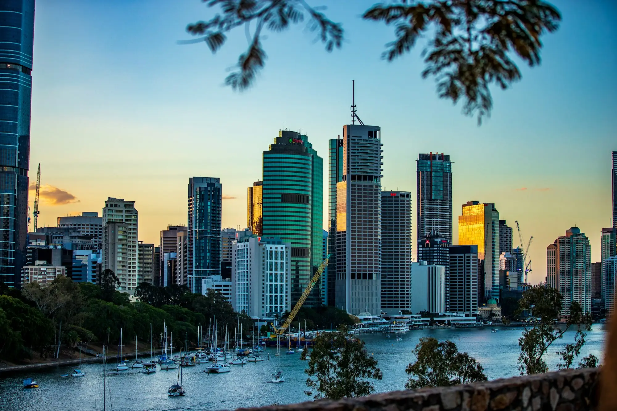 Brisbane riverside buildings on a clear day
